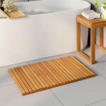 Tapis de bain - vidaxl - uni marron - bois - 80 x 50 cm - antid�rapant