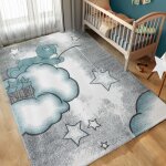 Tapis - carpettex - oursons - bleu - 140 x 200 cm - polypropyl�ne jute