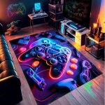 Tapis chambre gamer 80x160cm3d tapis sol gaming deco enfant antid�rapant n�on color� console de jeu flanelle ...