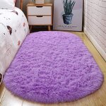 Tapis de chambre moelleux ovale 80x160cm peluche doux violet d�coration moderne tapis de salon