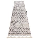 Tapis de couloir berbere rabat crme - 80x250 cm - polypropylne - style shaggy