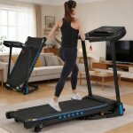 Tapis de course pliable moteur silencieux 30 ch vitesse 14 km / h avec inclinaison 6% et bluetooth charge ...