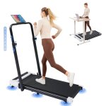 Tapis de course pliable avec ecran led et t�l�commande accoudoirs r�glables moteur 2. 5hp pour fitness ...