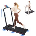 Tapis de course pliable avec ecran led et t�l�commande accoudoirs r�glables moteur 2. 5hp pour fitness ...