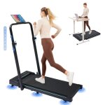 Tapis de course pliable avec ecran led et t�l�commande accoudoirs r�glables moteur 2. 5hp pour fitness ...