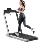 Tapis de course pliable silencieux gymax avec 2 ecrans led application et t�l�commande - argent
