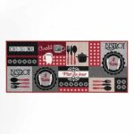 Tapis de cuisine digital menu 50x120cm rouge