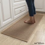 Tapis cuisine devant evier 44 x 120cm antid�rapant en caoutchouc et lavable en jute lin brun