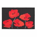 Tapis dco imprim coquelicots 40x60cm noir & rouge