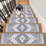 Tapis descalier - autocollant - gris - 76 x 20 cm - antidrapant - intrieur