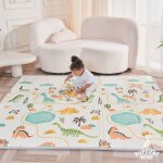 Tapis dveil pliable rversible et impermable - 200x180x15cm tapis de jeu enfant en mousse - dino superbe ...