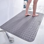 Tapis de douche antidrapant - noname - 90 x 60 cm - gris - pvc - antimoisissure