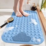 Tapis douche antiderapant avec ventouses et trous de drainage tapis de bain avec coussin massant 70x40 ...