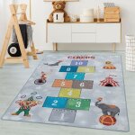 Carpetsale24 tapis enfant motif marelle coloris gris 80x120 cm tapis chambre enfant tapis chambre b�b� ...