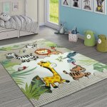 Tapis pour enfant - beige cr�me - 120 x 170 cm - motif jungle animaux - polypropyl�ne - int�rieur - paco ...