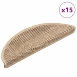 Tapis d'escalier - vidaxl - 15 pcs - 56x20 cm - beige - antidrapant