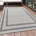 Tapis ext�rieur cr�me 160x230 cm motif de bordure imperm�able parfait pour terrasses balcons cuisines ...