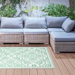 Tapis dext�rieur vert et blanc 182 cm