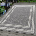 Carpetsale24 tapis ext�rieur gris 240x340 cm motif de bordure imperm�abiliser balcons patios cuisines ...