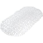 Tapis de baignoire - confort - transparent - 69x36 cm - pvc - motif galets