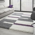 Tapis - gala - shaggy - 240x340 cm - gris - blanc - violet - pile longue 30 mm Tapis - gala - shaggy - 240x340 cm - gris - blanc - violet - pile longue 30 mm