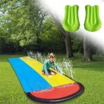 Tapis de glisse toboggans aquatiques double toboggan eau piscine avec fonction de pulv�risation deau ...