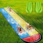 Tapis de glisse toboggan toboggan aquatique jardin avec spray et coussin de protection gonflable pour ...