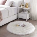 Tapis - imitation peau de mouton - blanc - 60x60cm - doux - antid�rapant - lavable � 30�c