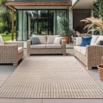 Tapis int�rieur et ext�rieur salon chambre � coucher jardin dhiver poil court beige effet haut - bas ...
