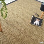 Tapis jonc de mer - assam chevron - ganse coton anthracite - 80 x 150 cm