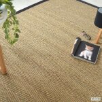 Tapis jonc de mer - assam chevron - ganse coton noire - 80 x 150 cm