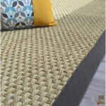 Tapis jonc de mer - paro fin natt� 4x4 - ganse coton anthracite - 200 x 290 cm