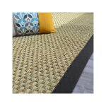 Tapis jonc de mer - paro fin natt� 4x4 - ganse coton noire - 200 x 290 cm