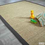 Tapis jonc de mer - varana panama - ganse coton anthracite - 160 x 230 cm