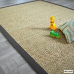 Tapis jonc de mer - varana panama - ganse coton anthracite - 200 x 290 cm