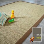 Tapis jonc de mer - varana panama - ganse coton brun - 160 x 230 cm