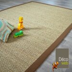 Tapis jonc de mer - varana panama - ganse coton brun - 200 x 290 cm