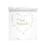 Tapis de mariage - just married - 75cm x 10m - blanc et dor - tissu non tiss - dcoration de fte