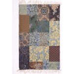 Tapis kilim 70x110 rectangle fait � la main en coton bleu blue florea