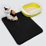 Tapis de litire pour chat pliable coussin double couche nid dabeille eva impermable 40 * 50cm noir