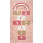 Tapis enfant marelle rose 80x150cm - atmosphera createur dinterieur