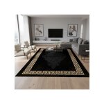 Tapis - melis home - moderne - frise grecque - noir & dor� - lavable antid�rapant 120x160 cm