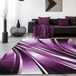 Tapis moderne - marque inconnue - motif violet et blanc - 120x170 cm - polypropylne - rsistant