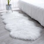 Tapis en peau de mouton synth�tiquecarpette moelleuse pour chambre � coucher salon cr�che (blanc 60 x ...