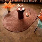 Tapis ovale - lumicolor - marron auburn - 140 x 200 cm