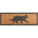 Tapis paillasson en coco 75 x 25 cm chat