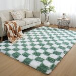Tapis en peluche � carreaux en damier moderne pour salon doux et moelleux pour chambre denfants jeu light ...