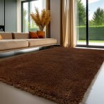 Tapis � poils longs - suteo - 200x300 cm - marron - lavable � la main - antidrapant - 5 cm de hauteur ...