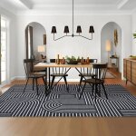 Tapis en polyester - lunsy - 160x230 cm - noir - motif g�om�trique - antid�rapant - lavable en machine ...