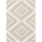 Tapis en relief gomtrique - salvador - losanges cru et beige naturel - 80 x 150 cm